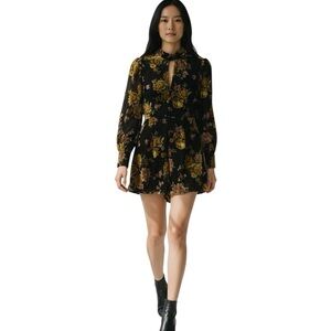 Astr The Label Velvet Romper, Semi-Sheer, Floral. EUC Sz. S